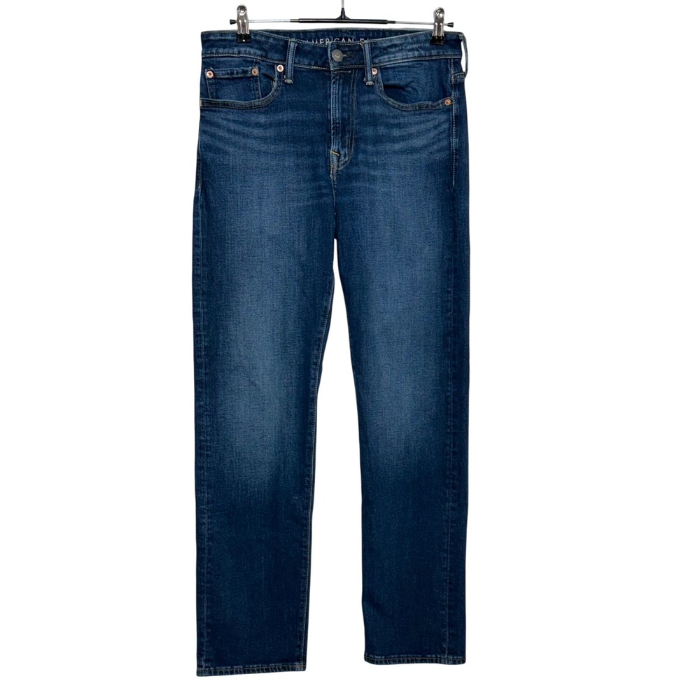 American Eagle Jeans Men Measures 30X31 Tag 30X32 Blue Straight Airflex+ Stretch